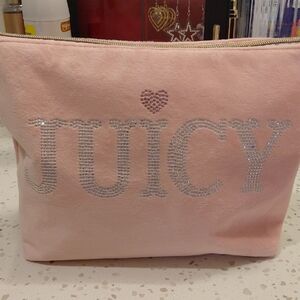 Juicy Couture Light Pink Rhinestone Logo Cosmetic Pouch